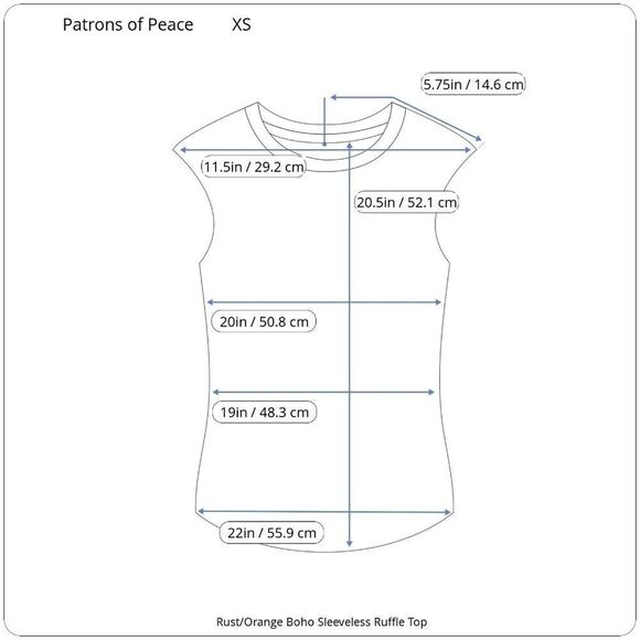 PATRONS of Peace Boho Sleeveless Ruffle Hem Top XS - Picture 16 of 16